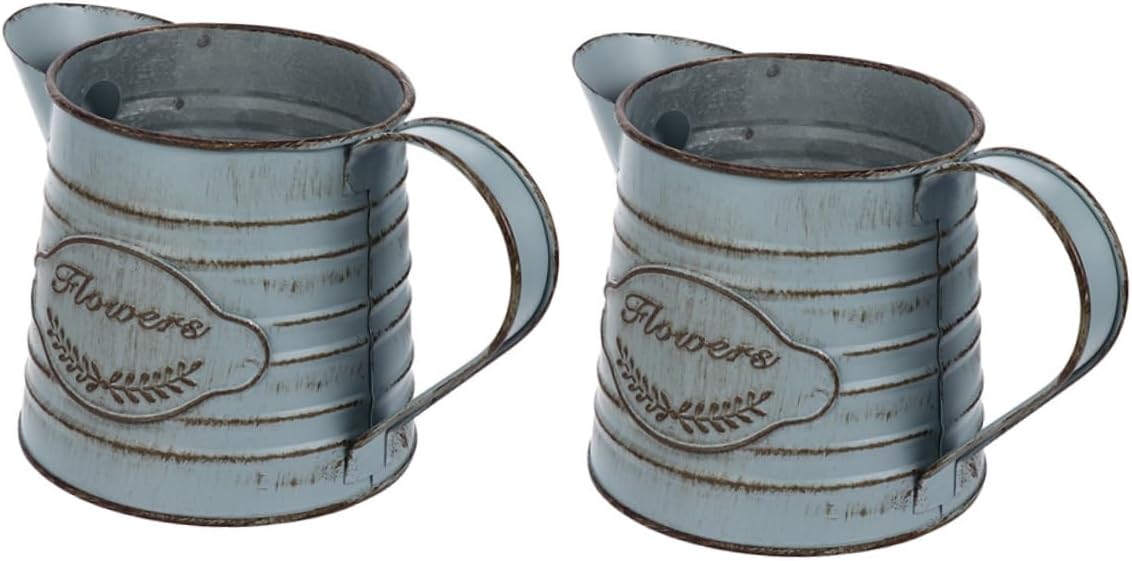 Antique Style Flower Pot Tinplate Vase for Home Decor