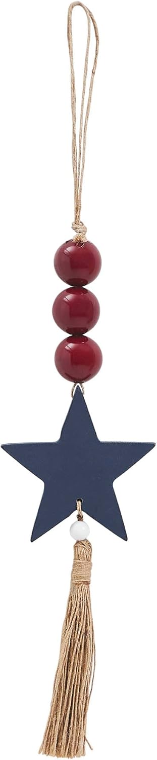VHC Brands Patriotic Red Beads Star Ornament 10x3