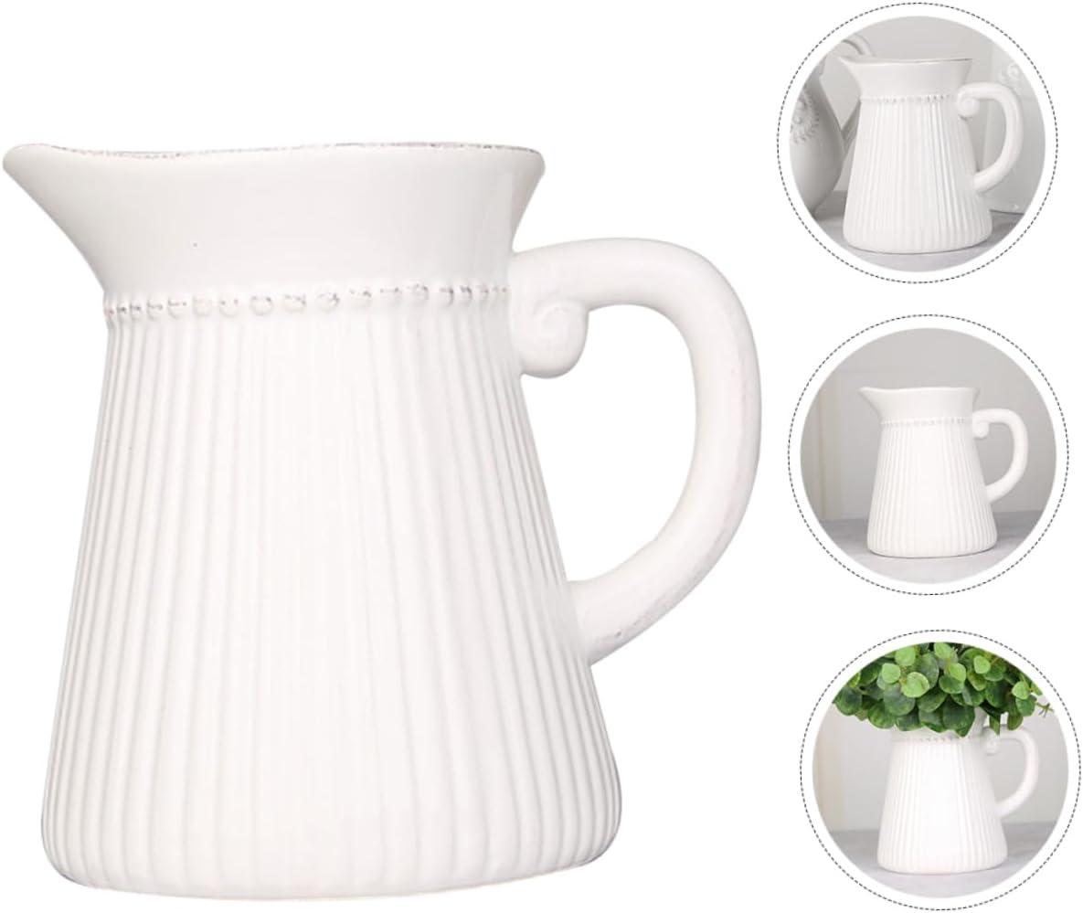 Trendy White Ceramic Flower Holder Decorative Vase