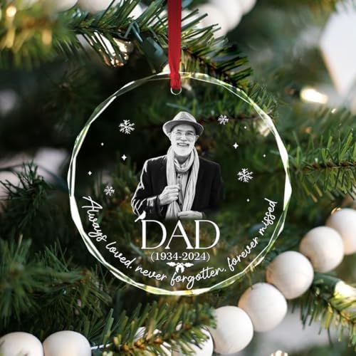 Custom Photo Memorial Christmas Ornament - Mom Loss Dad Memorial Personal Memory Keepsake