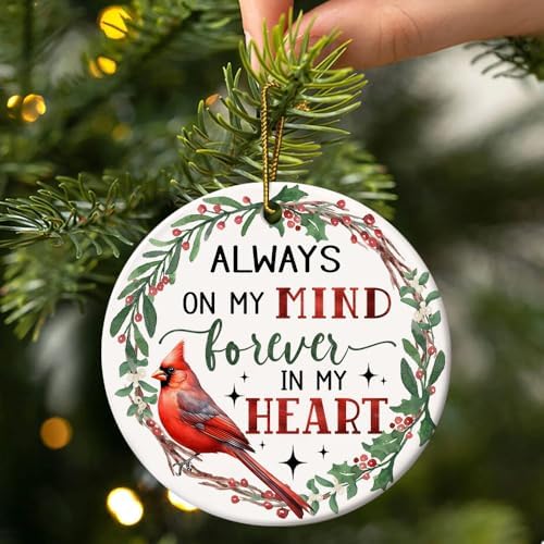 Memorial Ornament with Heartfelt Message - Christmas Red Cardinal Decor