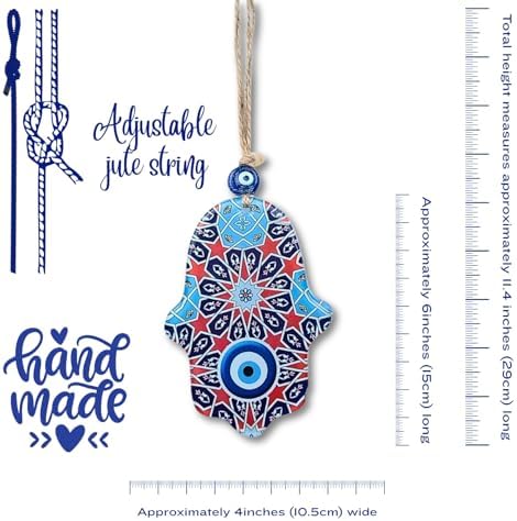 Geometric Hamsa Hand Evil Eye Wall Hanging Decor Protection Good Fortune