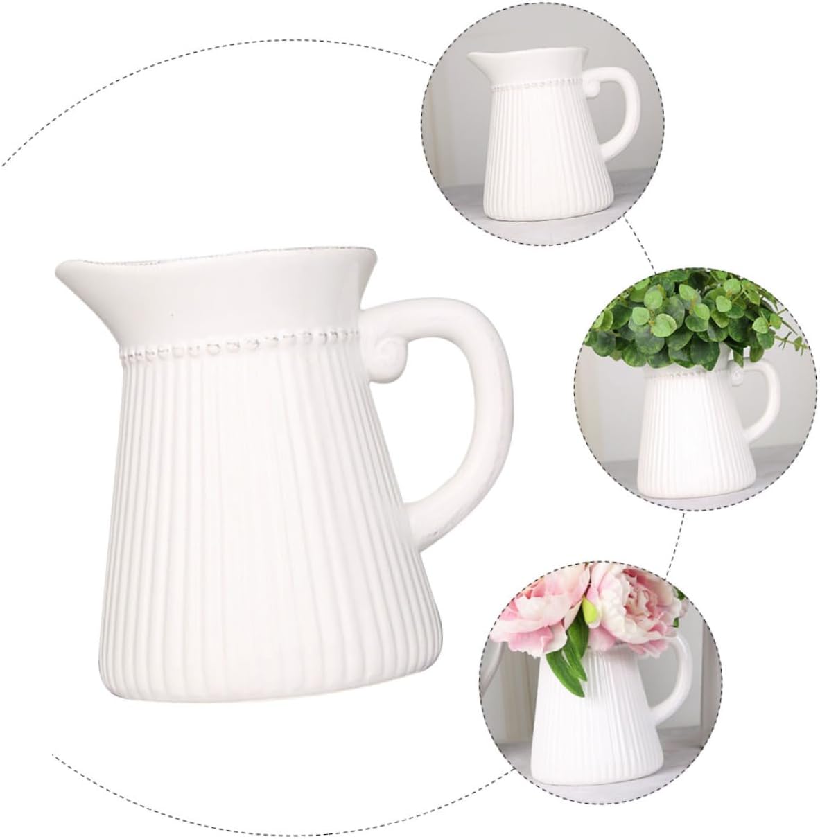 STOBAZA Elegant Ceramic Relief Milk Jug Vase