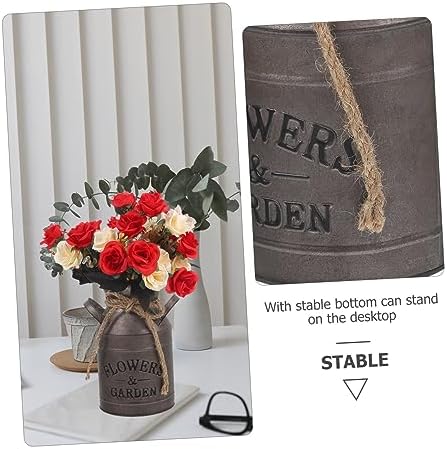 Vintage Galvanized Milk Can Decor Rustic Flower Pot