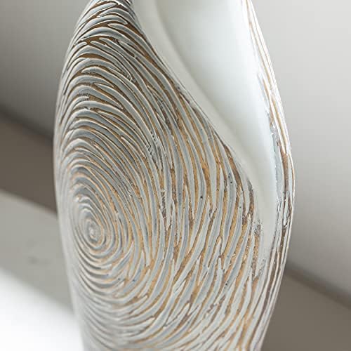 175 Inch Ribbed Ceramic White Vase Modern Design