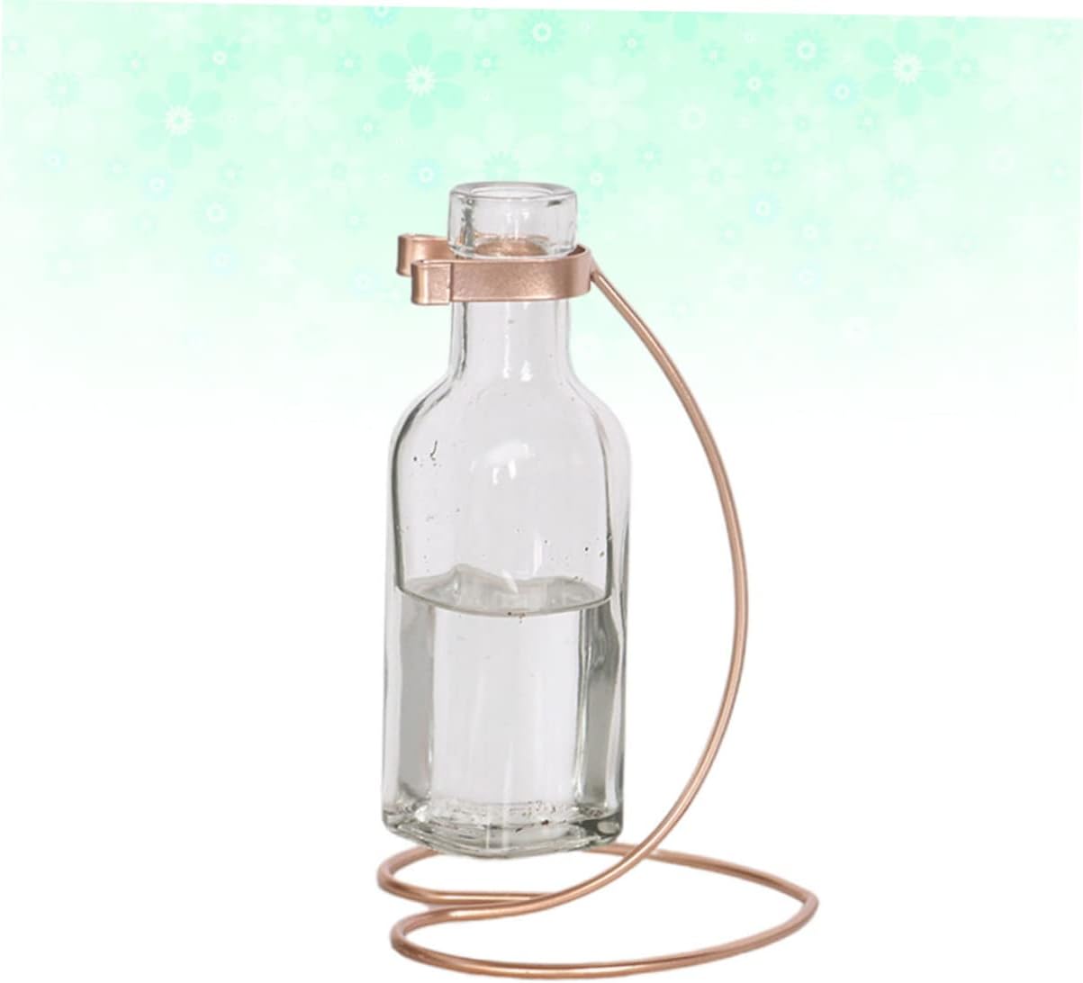 STOBAZA Sturdy Iron Base Glass Vase for Home Office Decor