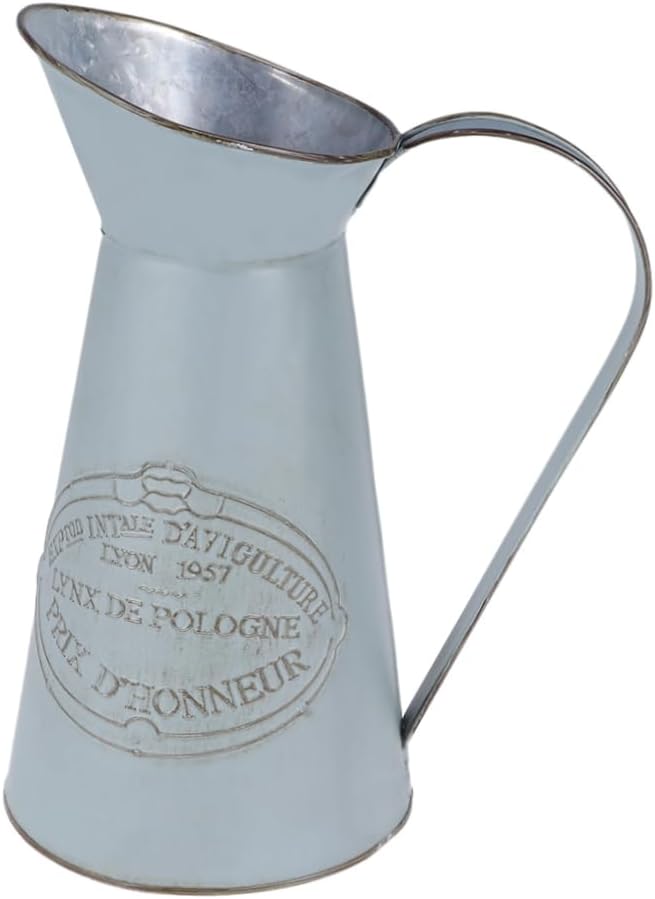 Rustic Metal Pitcher Vase for Home Decor