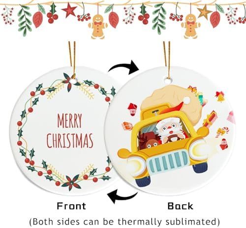 VPJ Sublimation Ornament Blanks - Double Side White Round Porcelain for Heat Press Printing