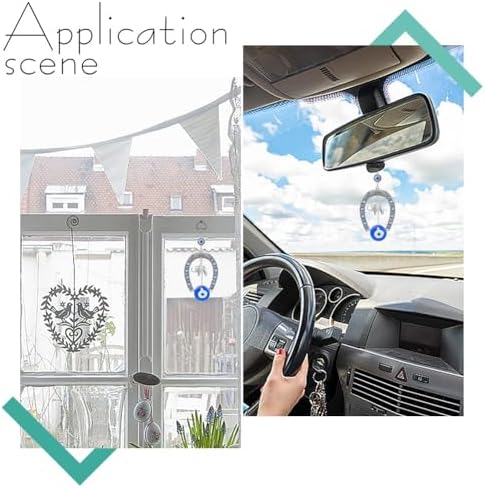 WEBEEDY 2PCS Evil Eye Car Hanging Decor Blue Silver