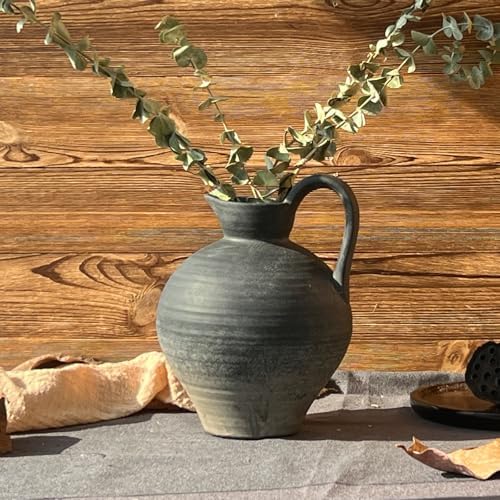 Ceramic Rustic Farmhouse Vase with Handle 87 Inch