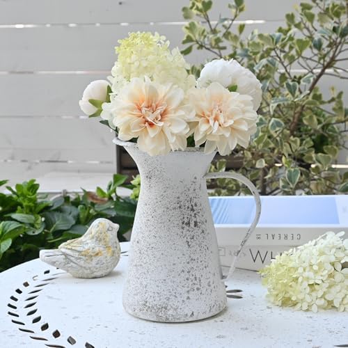 Vintage Flower Vase Rustic Farmhouse Decor Metal Pitcher