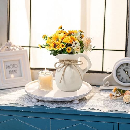 Ceramic Jug Vase Small Rustic Handle Decor Pot for Home