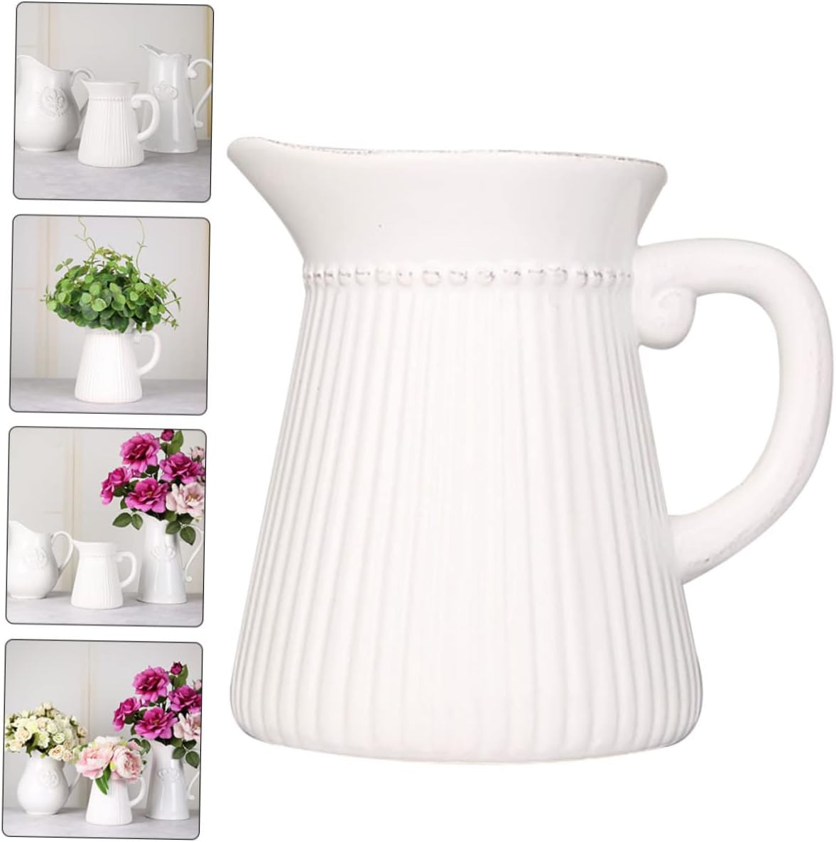 STOBAZA Elegant Ceramic Relief Milk Jug Vase