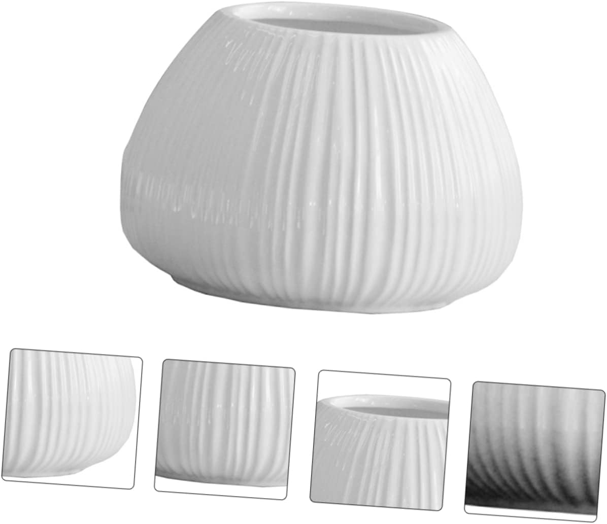 Vertical Striped Ceramic Flower Vase for Home Decor