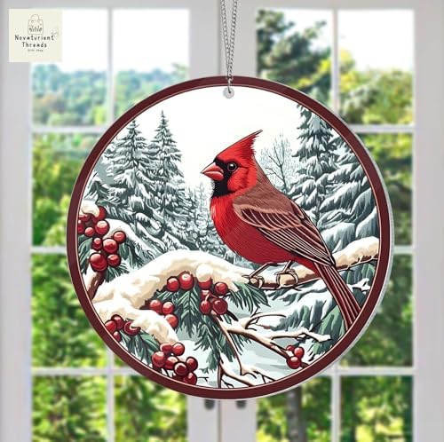 Red Cardinal Wreath Christmas Door Hanger Ornament