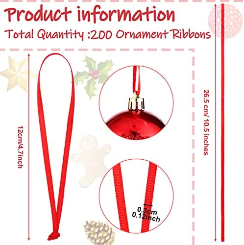 Shappy 106 Inch Christmas Ornament Hanger Ribbon Red