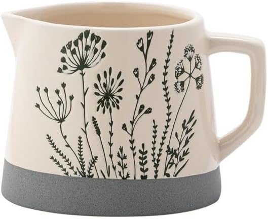 Napco Imports 4x6 Inch Pitcher Flower Pot Vase Planter Beige Grey Wildflower