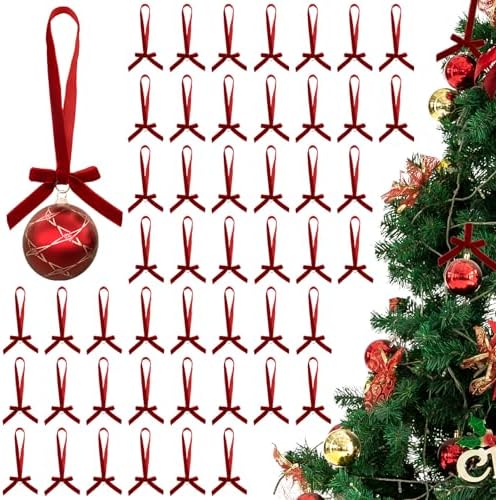 48 Pcs Velvet Christmas Tree Hanging Bows