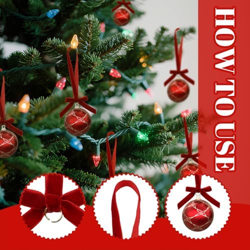 48 Pcs Velvet Christmas Tree Hanging Bows