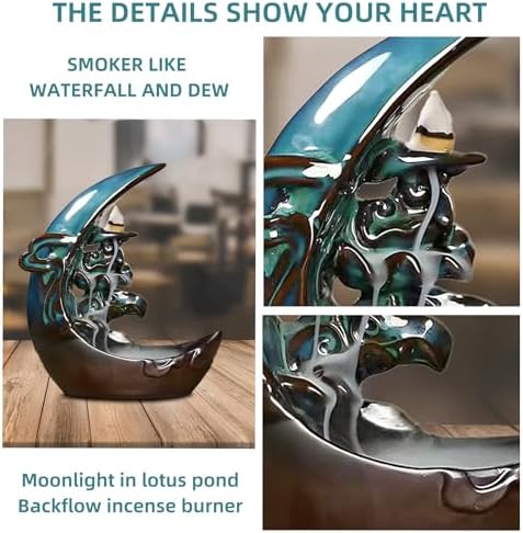Moon Backflow Incense Holder with 60 Cones