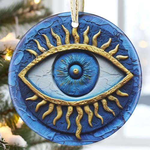 35 Inch Ceramic Greek Evil Eye Christmas Ornament