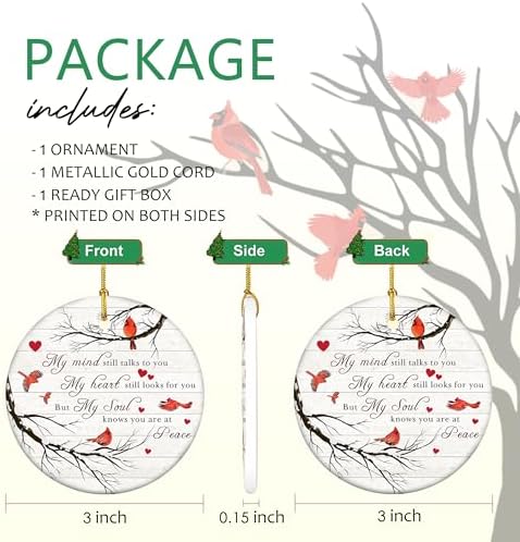My Mind Still Talks to You Cardinal Circle Ceramic Christmas Ornament