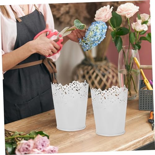 ABOOFAN White Hollow Iron Storage Buckets Set