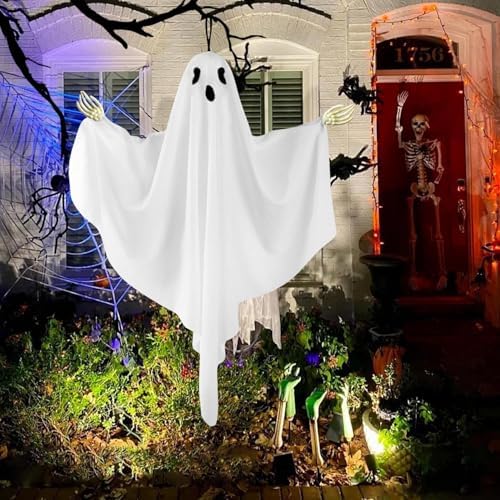 Halloween Ghost Hanging Ornament with Hand Bones