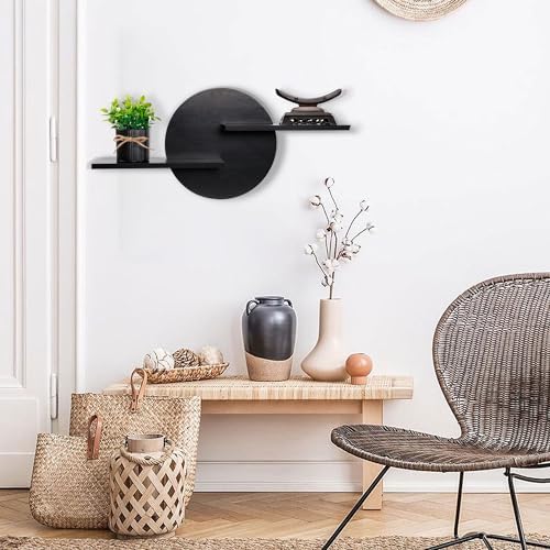 Black Circle Floating Wall Shelf for Home Decor