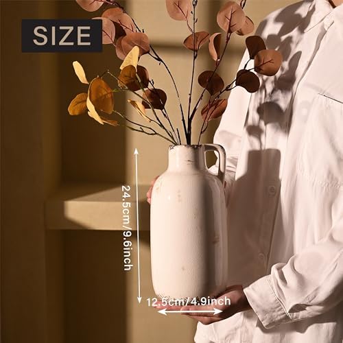 Victor Teresa White Ceramic Vase for Flowers and Decor