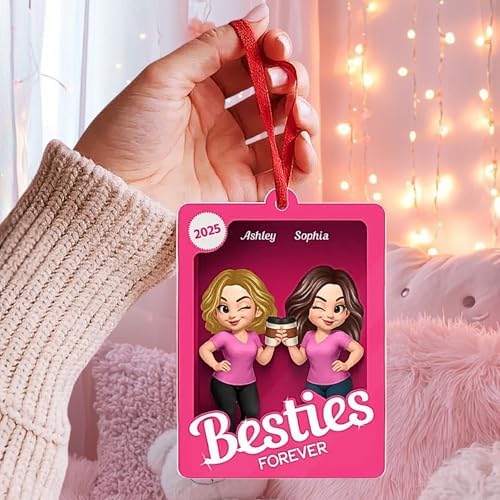Besties Sisters 3D Pink Toy Box Acrylic Ornament