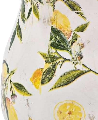 Round Ceramic Pitcher Vase with Lemon Design Farmhouse Accent Vintage Jug 8 x 65 Inches