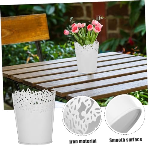 ABOOFAN White Hollow Iron Storage Buckets Set