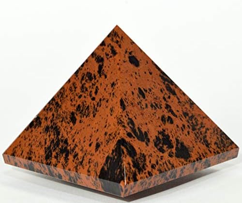 Mahogany Obsidian Pyramid Decor Stone with Clear Quartz Cabochon