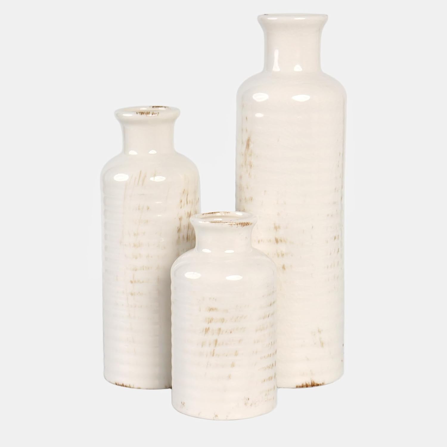 CheeryStow White Ceramic Vase Set of 3