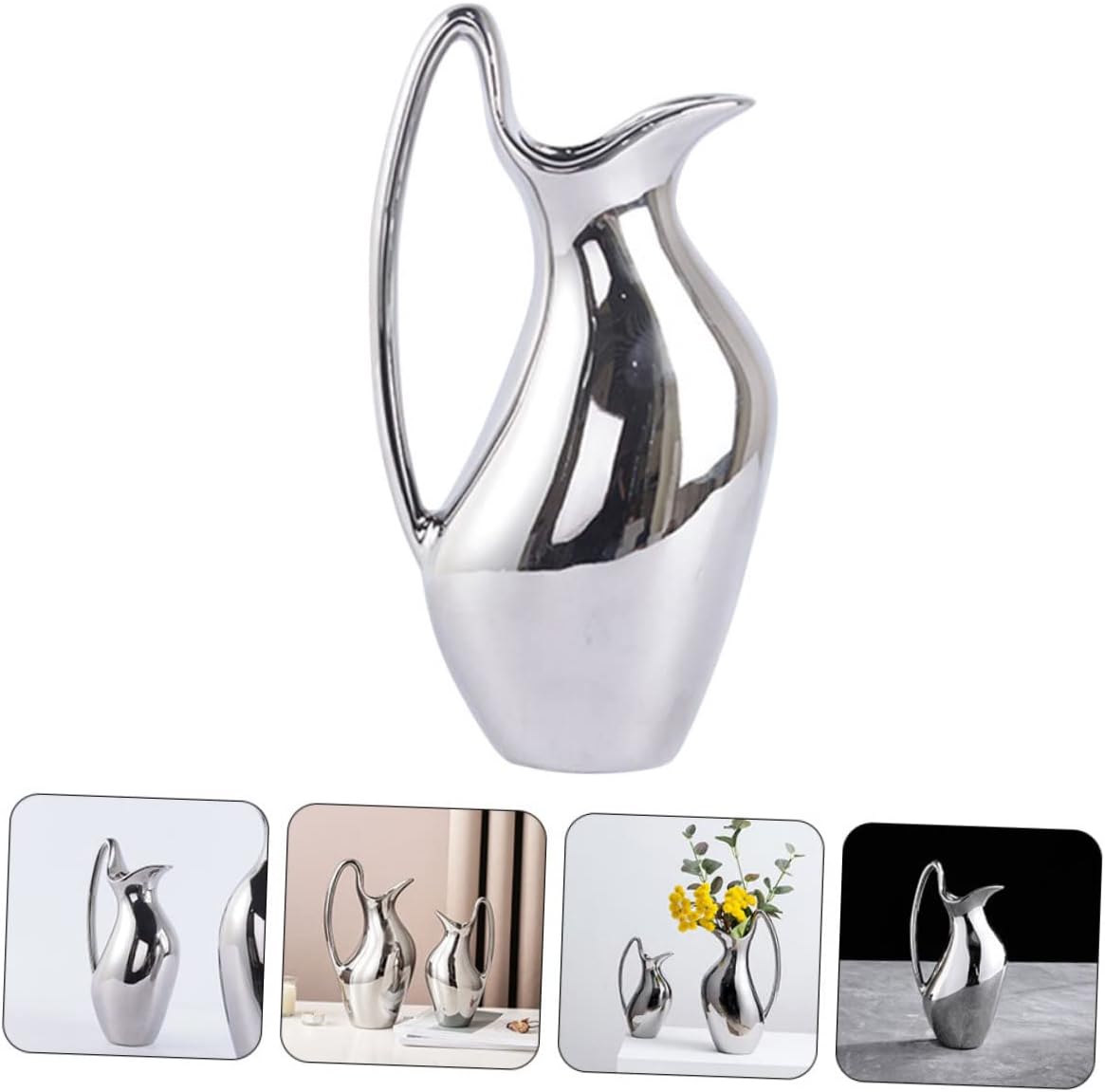 Floral Pitcher Shape Ceramic Decor Statue