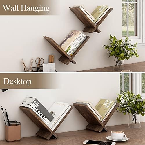 Afuly Floating Shelves Wall Mount Set of 2 Modern Natural Wood Bookcase