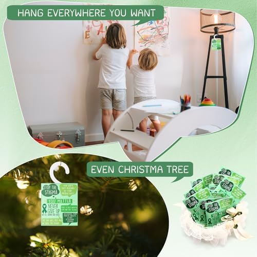 50 Pcs Mental Health Awareness Scent Sachets Green Ribbon Set