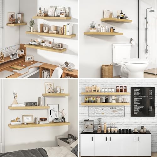 RICHFOCUS 315 Inch Floating Shelves 2 Pack Oak Rustic Wall Mount