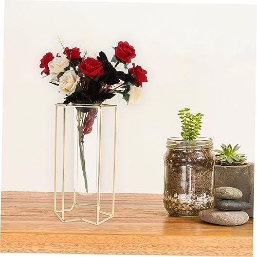 Nordic Style Iron Art Flower Vase with Glass Holder