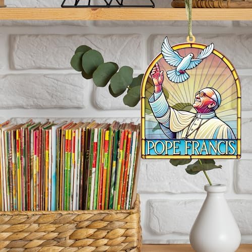 Pope Francis Memorial Suncatcher 5-Inch Acrylic Decoration