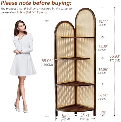 Asnefeli 4-Tier Corner Shelf Stand with Legs Brown