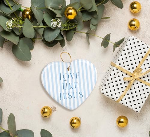 QIYUHOY Christmas Ornament Keepsake Sign Bible Verse Preppy Blue Striped Girly Hanging Decoration