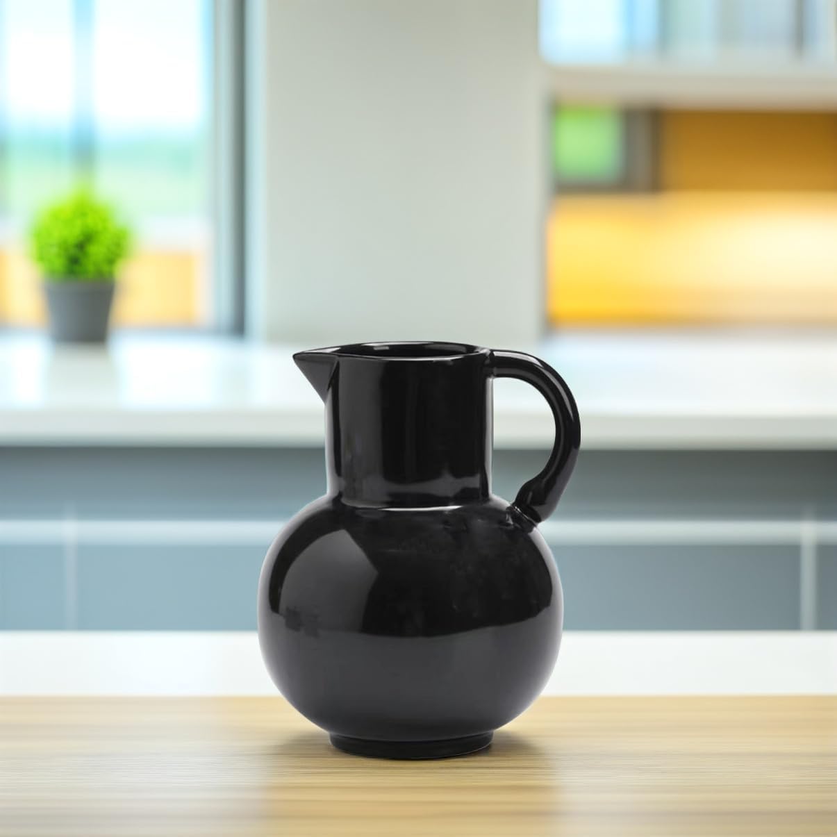 Farmhouse Ceramic Pitcher Vase for Dried Flowers and Home Decor