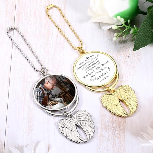 Personalized Photo Memorial Pendant with Angel Wings