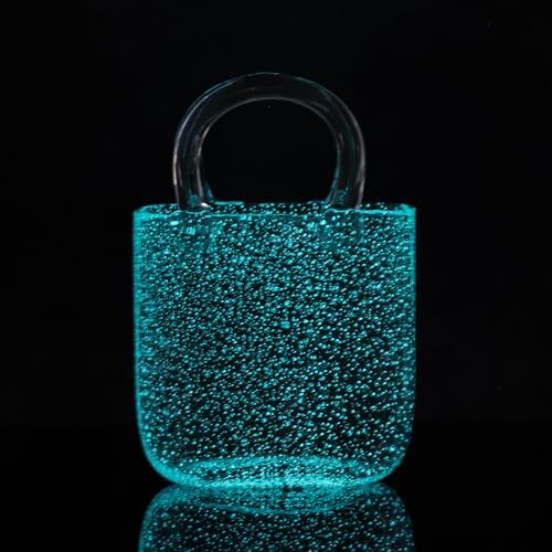 Light Up Glass Purse Vase with Handle for Home Decor