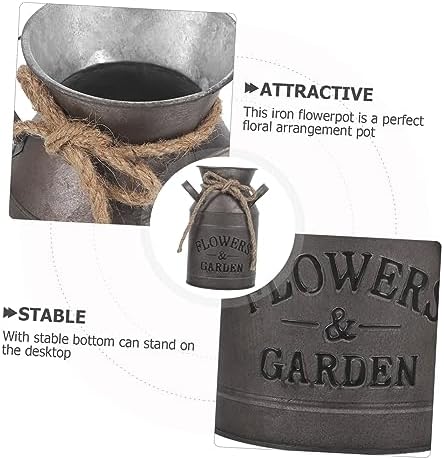 Vintage Galvanized Milk Can Decor Rustic Flower Pot