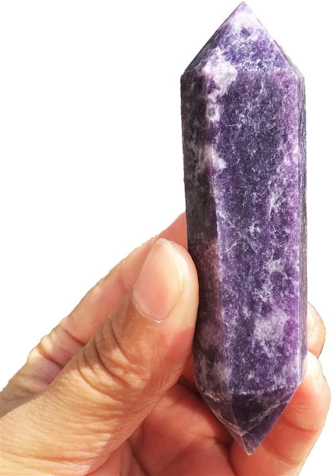 FLOAPA Natural Lepedolite Double Point Crystal Tower Stones for Home Dcor