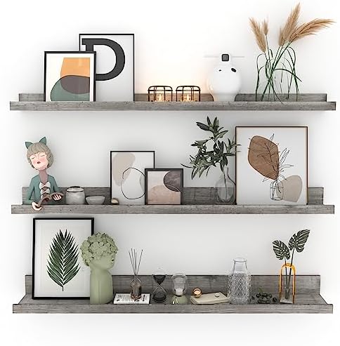 Giftgarden 36 Inch Grey Floating Shelves Set of 3