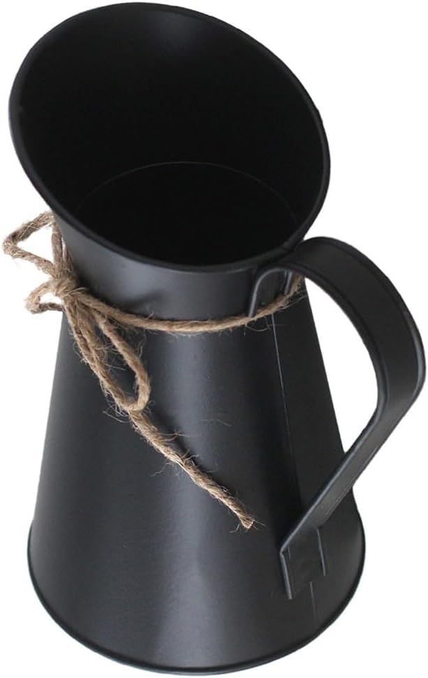 VOSAREA Vintage French Pitcher Vase 76 Inch Metal Bucket with Handle for Dried Flowers